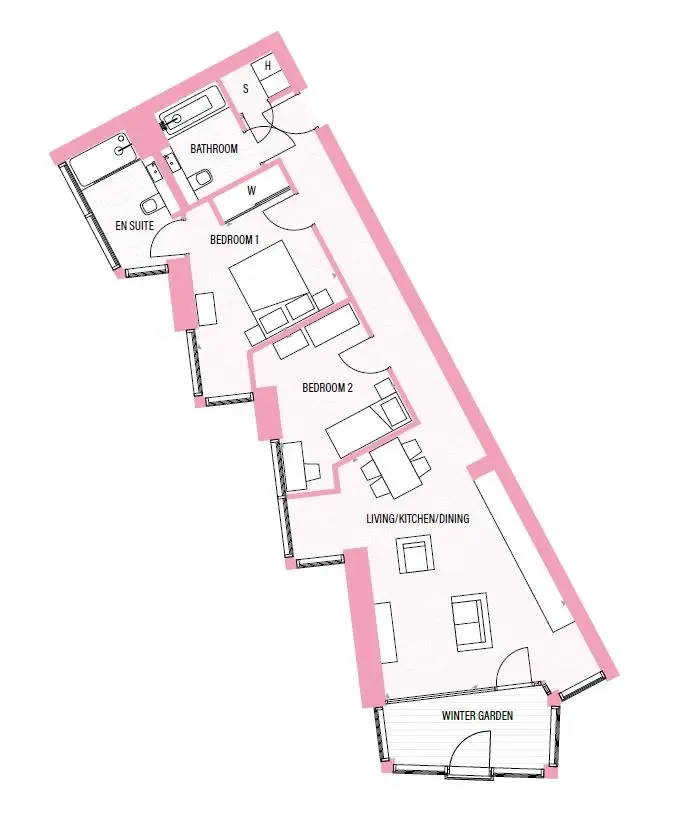 Floor plan — 2 Bedroom Apartment for Sale in Sydenham Dylon Riverside