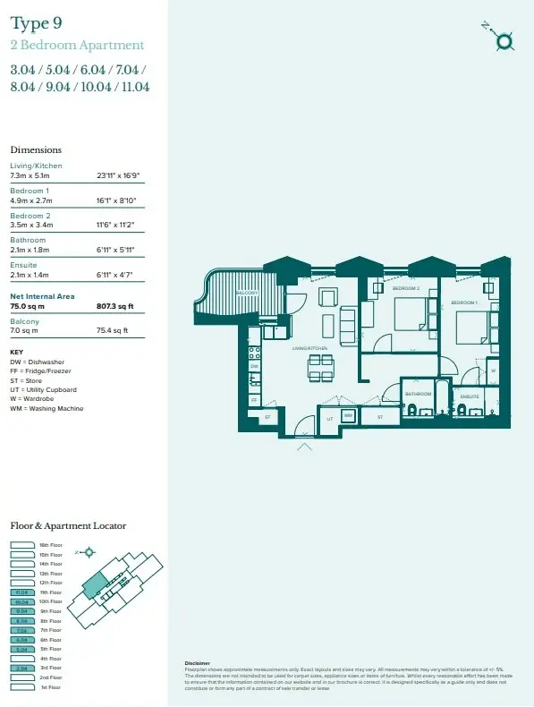 Floor plan — 2 Bedroom Apartment for Sale in Westminster London Ebury