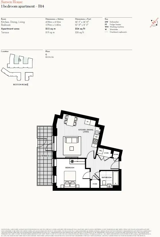 Floor plan — 1 Bedroom Apartment for Sale Hanwell London Hanwell Square