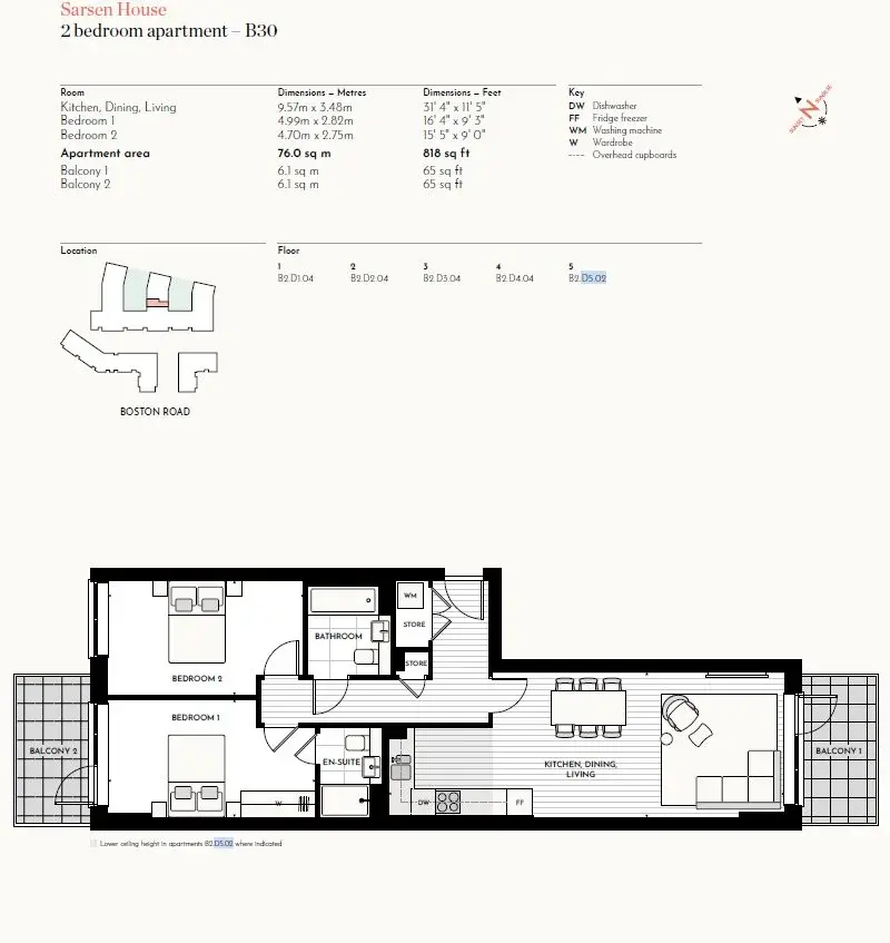 Floor plan — 2 Bedroom Apartment for Sale Hanwell London Hanwell Square