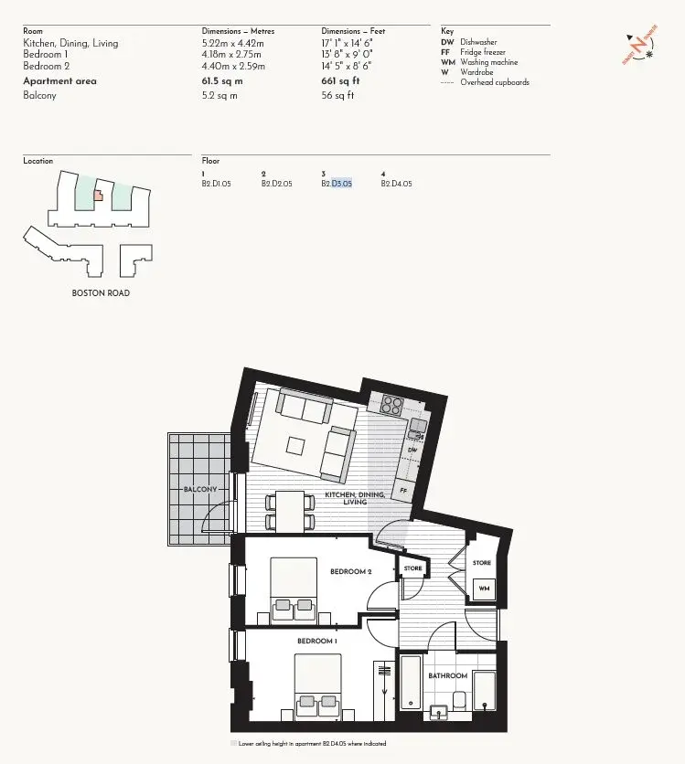Floor plan — 2 Bedroom Apartment for Sale Hanwell London Hanwell Square