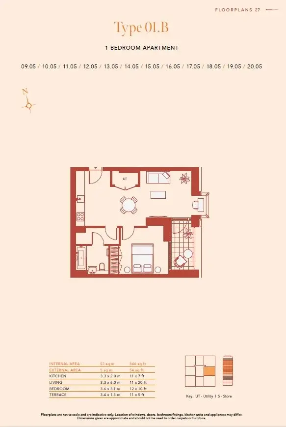 Floor plan — 1 Bedroom Apartment for Sale in Battersea London HiLight
