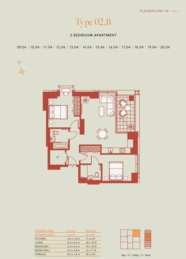 Floor plan — 2 Bedroom Apartment for Sale in Battersea London HiLight