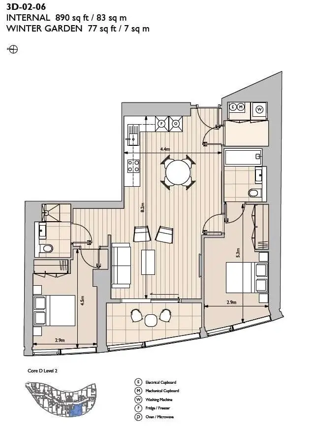 Floor plan — 2 Bedroom Apartment for Sale in Battersea Power Station Koa