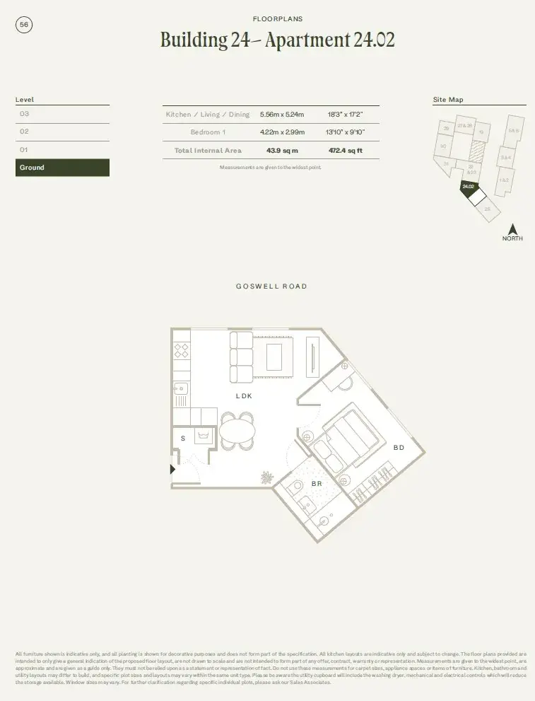 Floor plan — 1 Bedroom Apartment for Sale in Angel London Angel Village