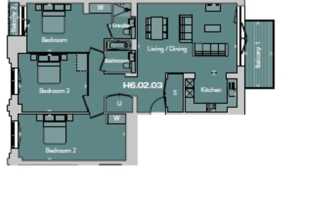 Floor plan — 3 Bedroom Apartment for Sale in Farringdon London Postmark