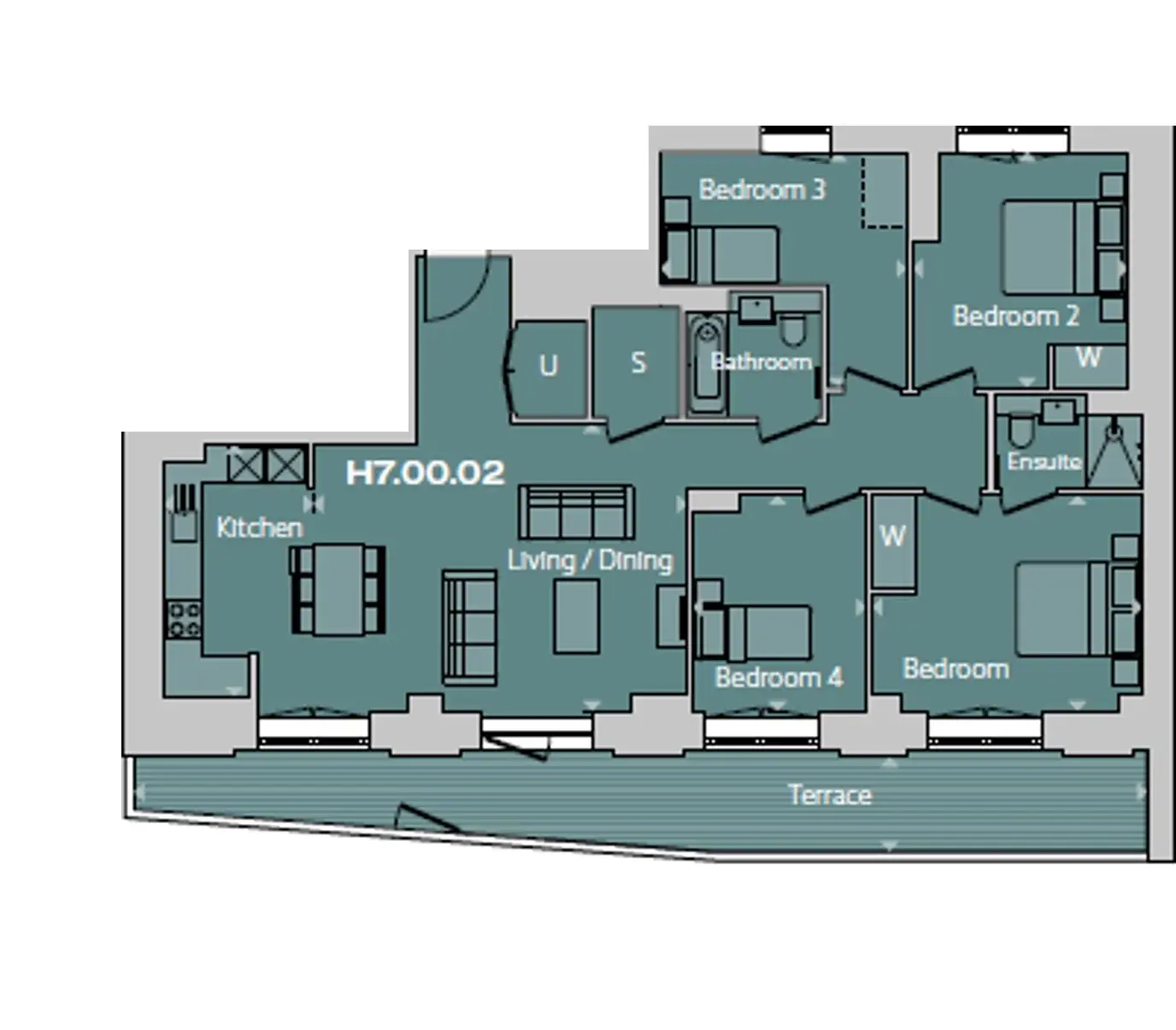 Floor plan — 4 Bedroom Apartment for Sale in Farringdon London Postmark
