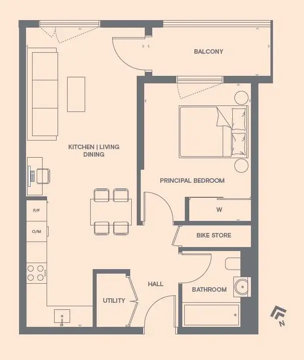 Floor plan — 1 Bedroom Apartment for Sale in Shoreditch Parkside London