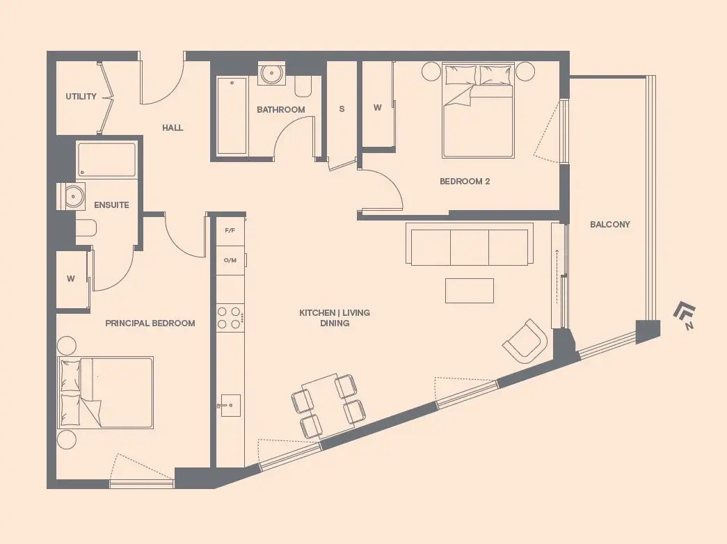 Floor plan — 2 Bedroom Apartment for Sale in Shoreditch Parkside London