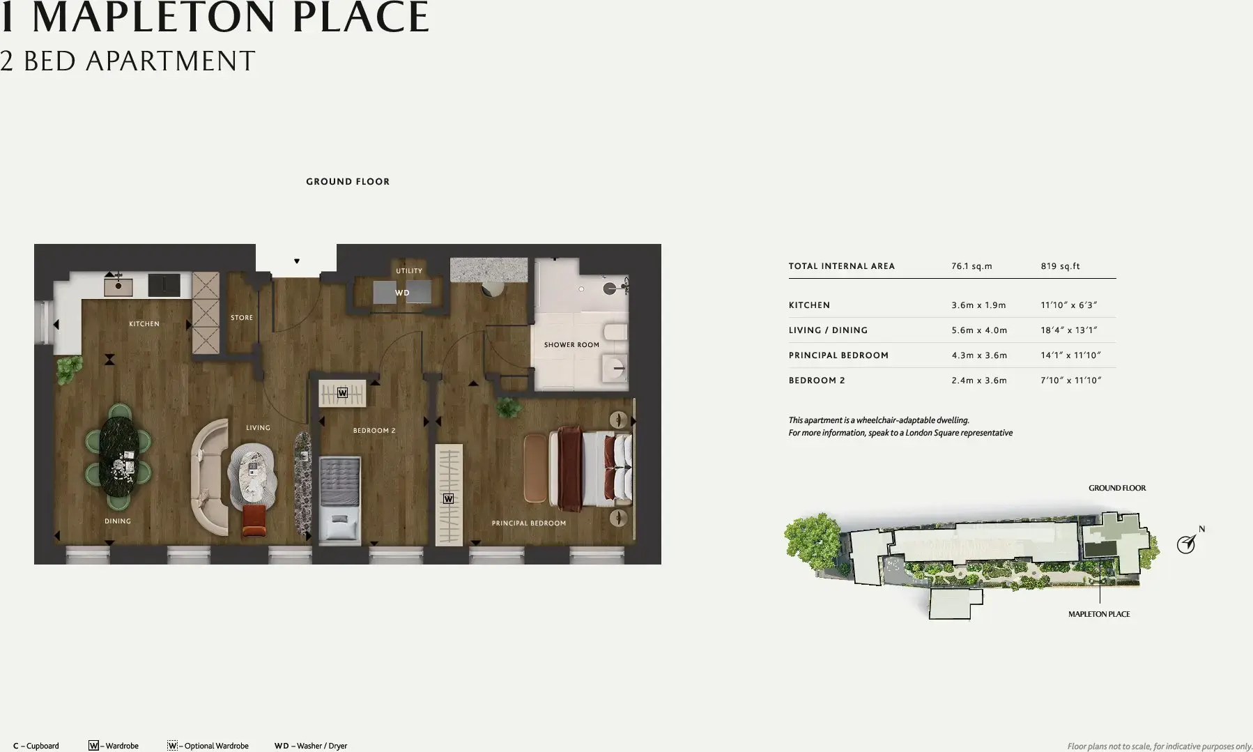 Floor plan — 2 Bedroom Apartment for Sale in 50 Brook Green W6