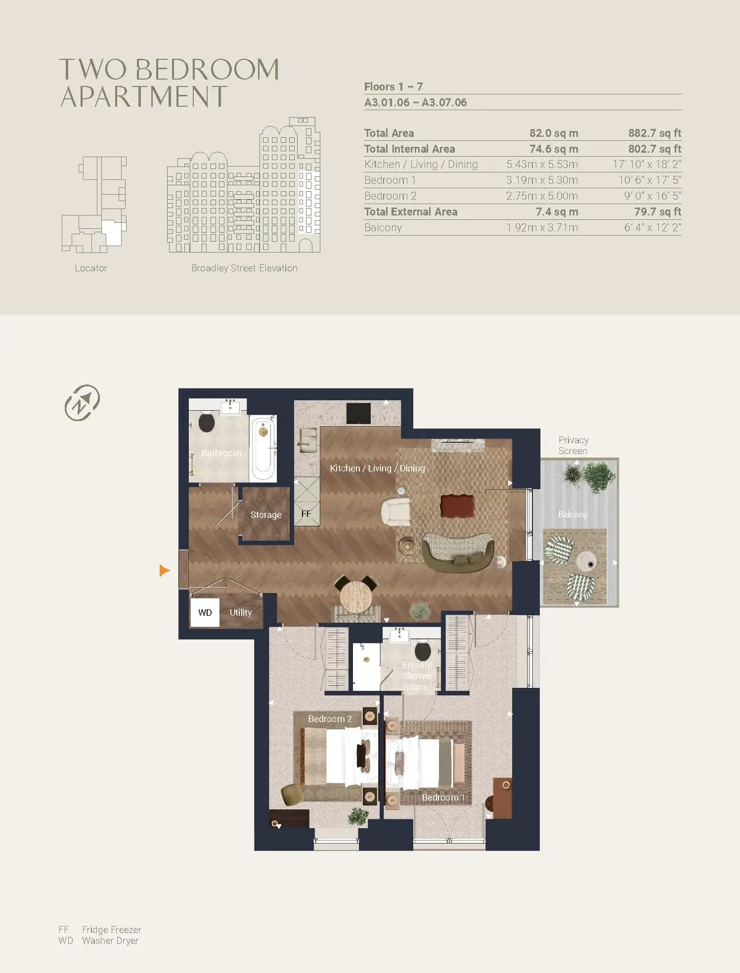 Floor plan — 2 Bedroom Apartment for Sale in Marylebone The Broadley