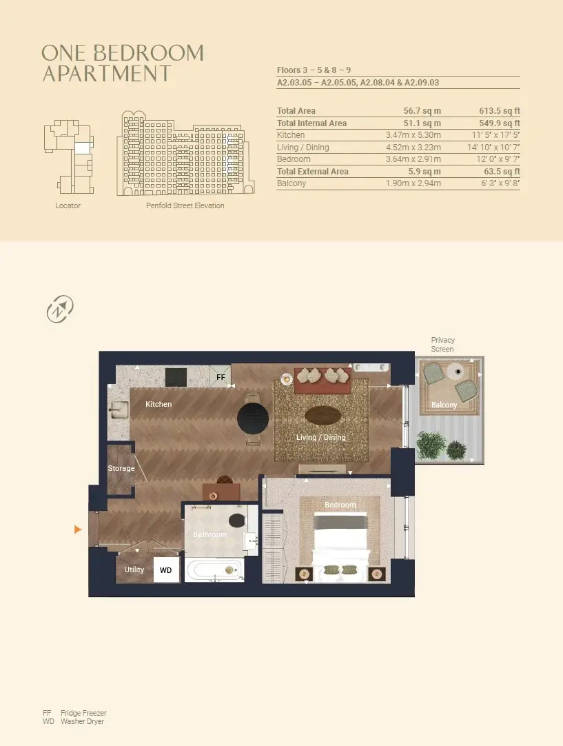 Floor plan — 1 Bedroom Apartment for Sale in Marylebone London The Broadley