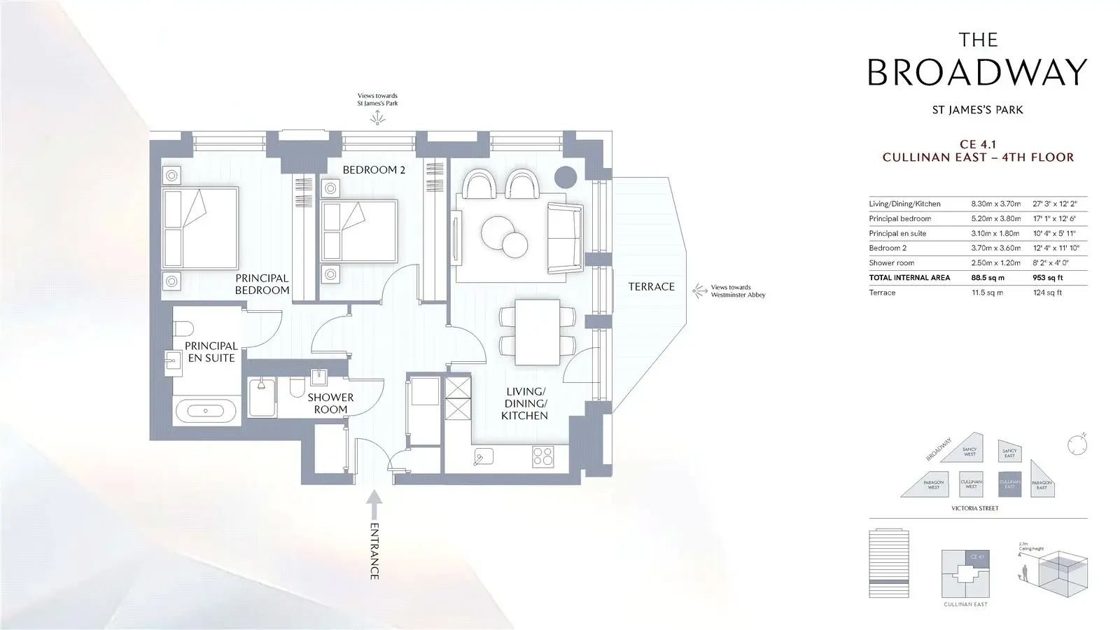 Floor plan — 2 Bedroom Apartment for Sale in Westminster The Broadway