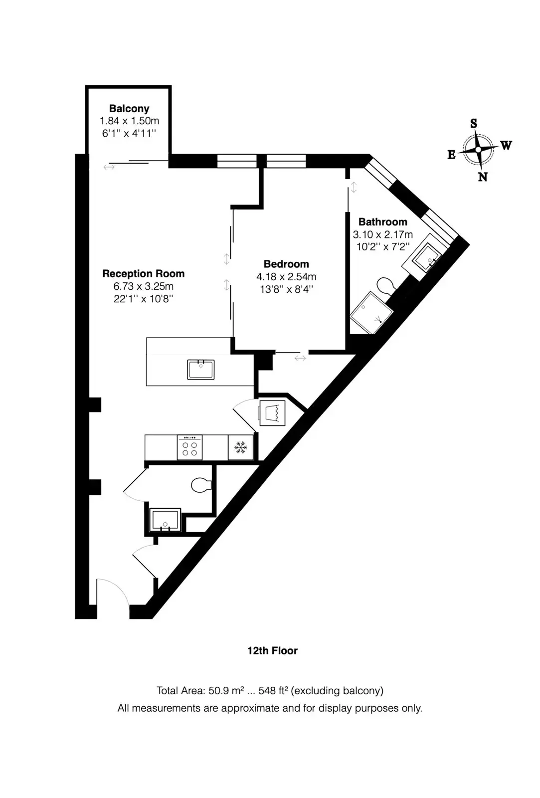 Floor plan — 1 Bedroom Apartment for Sale in Shoreditch London The Stage
