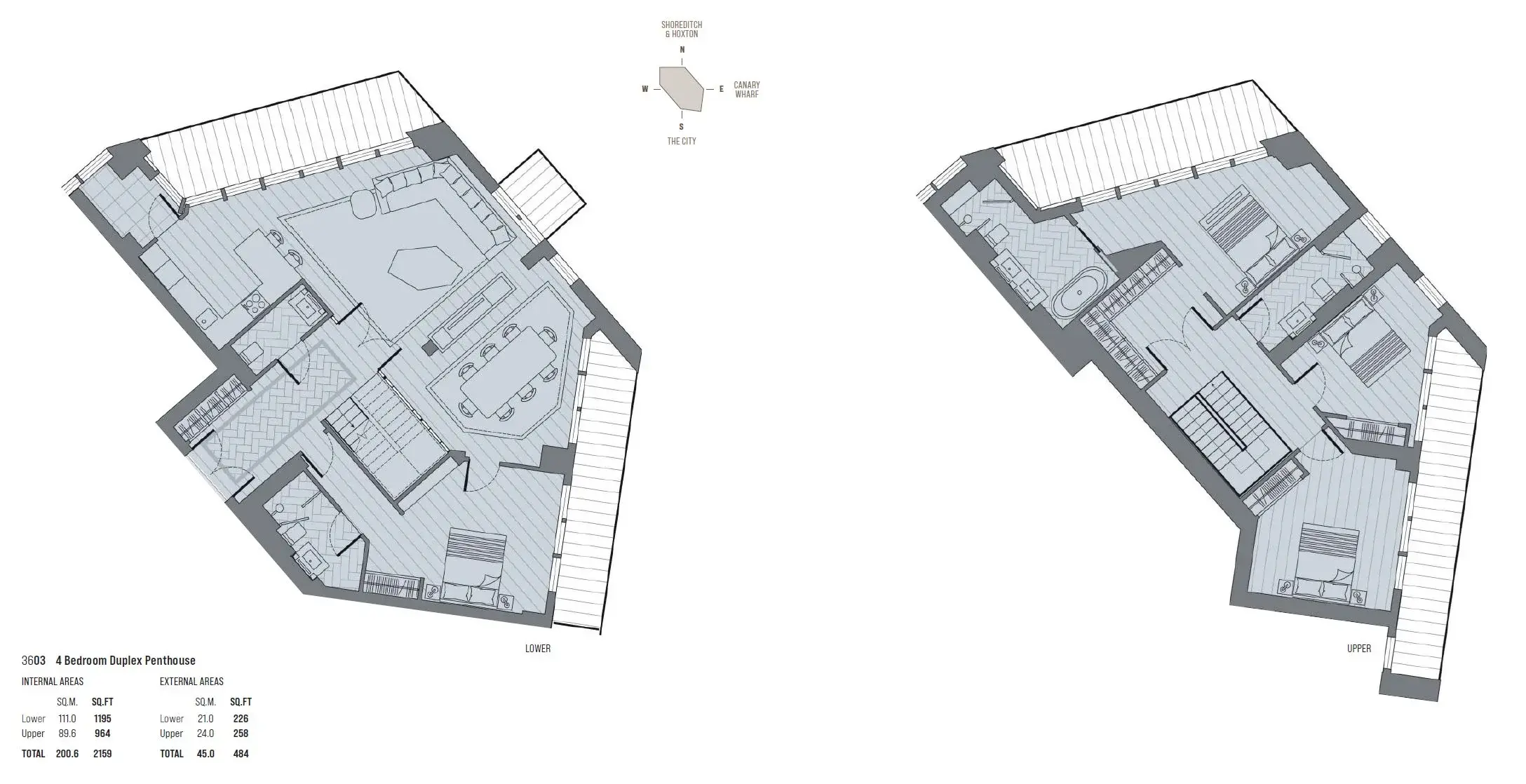 Floor plan — 4 Bedroom Penthouse for Sale in Shoreditch London The Stage