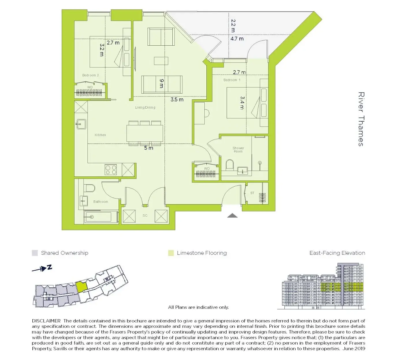Floor plan — 2 Bedroom Apartment for Sale in Wandsworth London Riverside Quarter