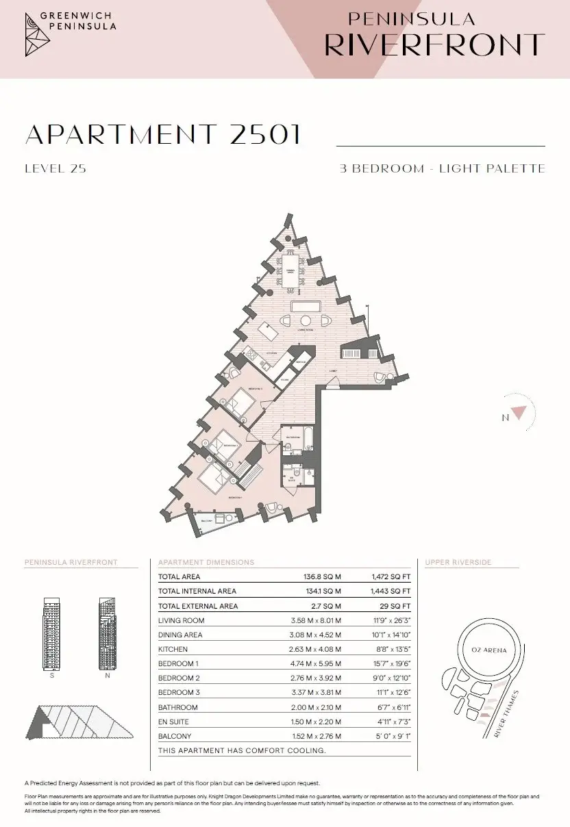 Floor plan — 3 Bedroom Apartment for Sale in Greenwich Peninsula London Peninsula Riverfront