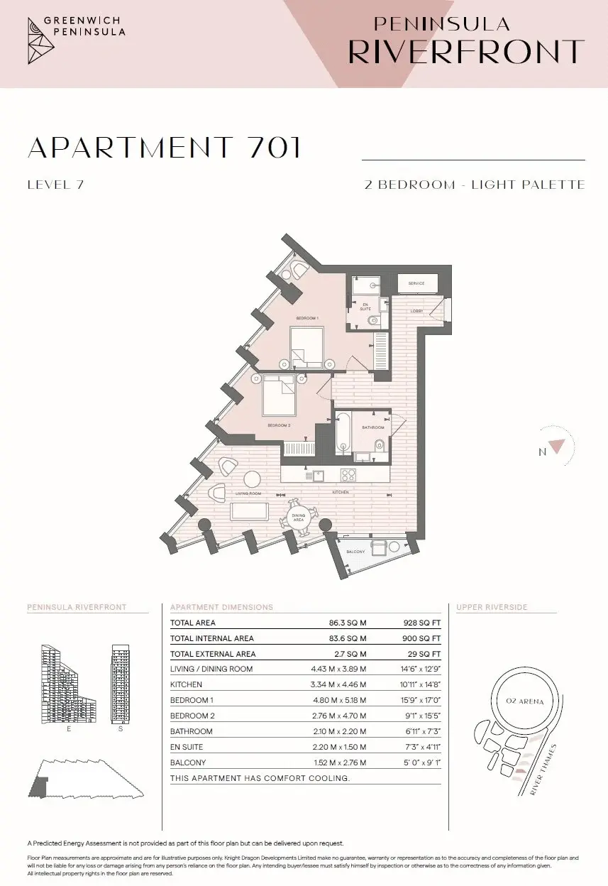 Floor plan — 2 Bedroom Apartment for Sale in Greenwich Peninsula Peninsula Riverfront