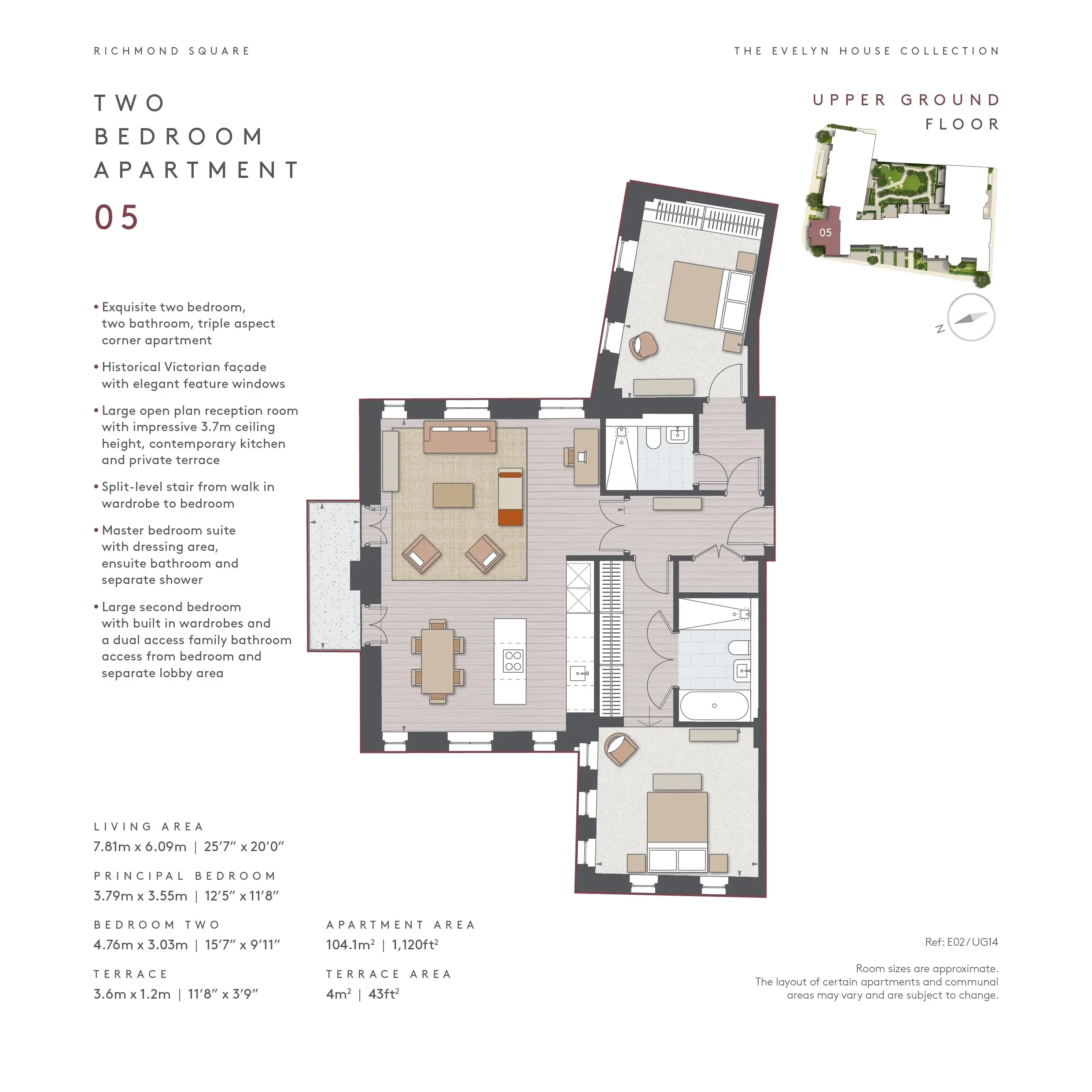 Floor plan — 2 Bedroom Apartment for Sale in Richmond Square London