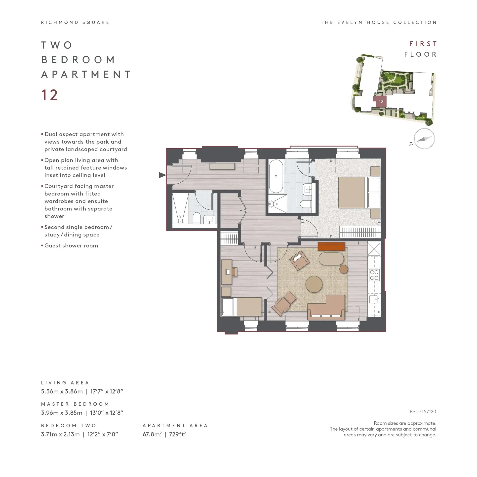 Floor plan — 2 Bedroom Apartment for Sale in Richmond Richmond Square