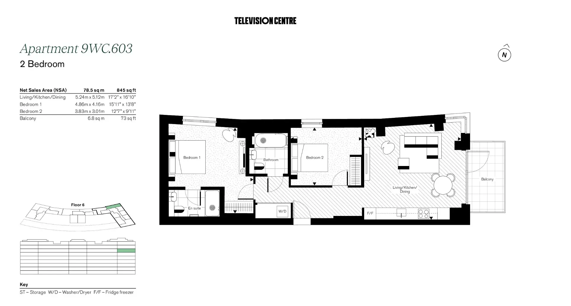 Floor plan — 2 Bedroom Apartment for Sale in White City Television Centre