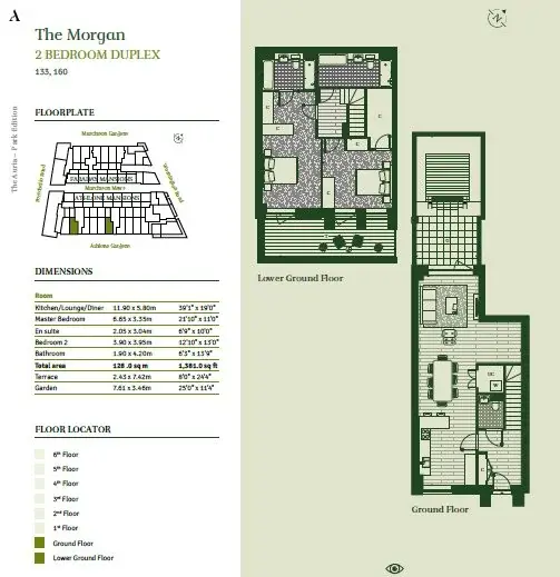 Floor plan — 2 Bedroom Apartment for Sale in Notting Hill London The Auria Portobello Square