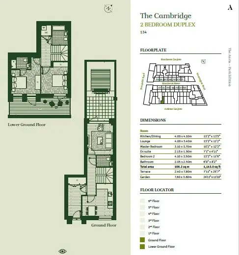 Floor plan — 2 Bedroom Duplex Apartment for Sale in Notting Hill London The Auria Portobello Square