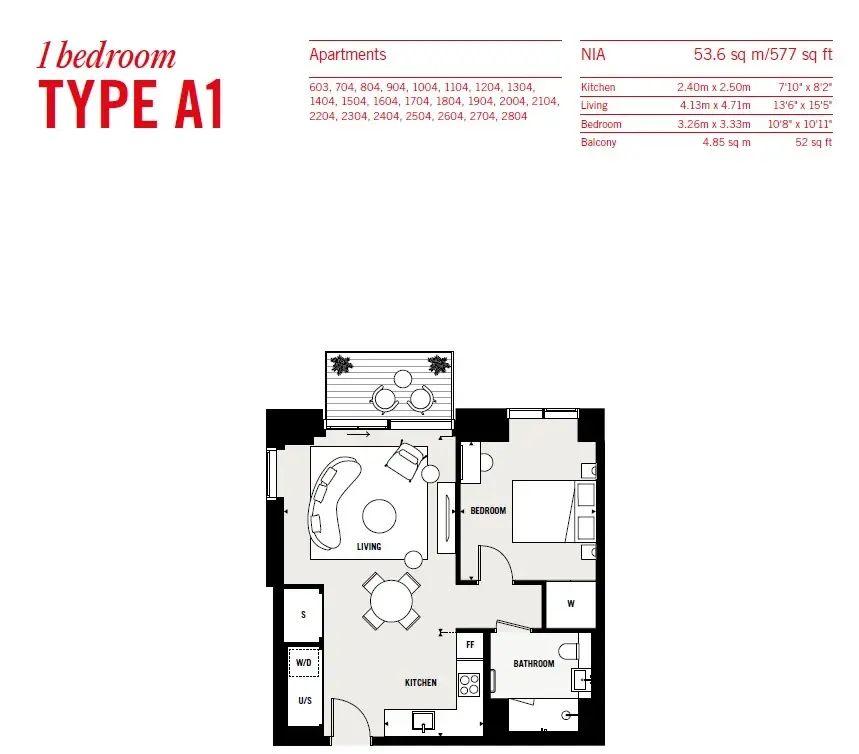 Floor plan — 1 Bedroom Apartment for Sale in Canada Water London The Founding
