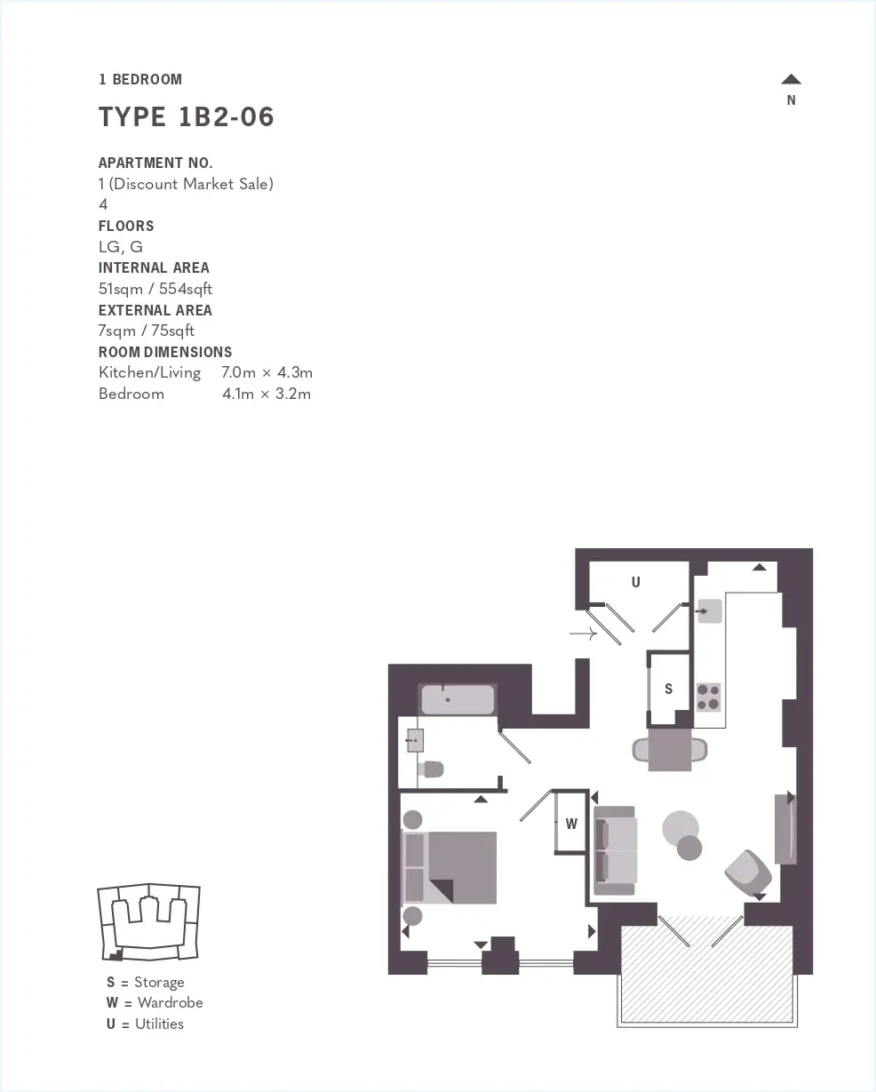 Floor plan — 1 Bedroom Apartment for Sale in Wembley London The Pages