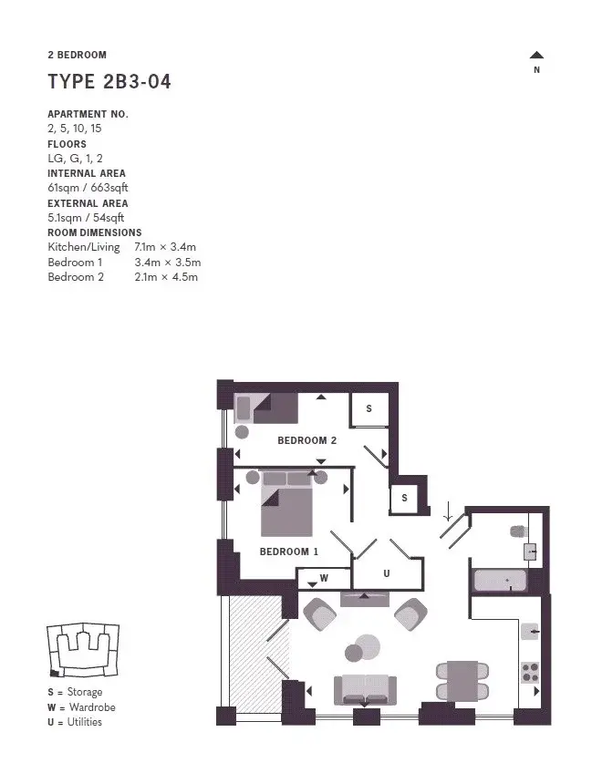 Floor plan — 2 Bedroom Apartment for Sale in Wembley London The Pages