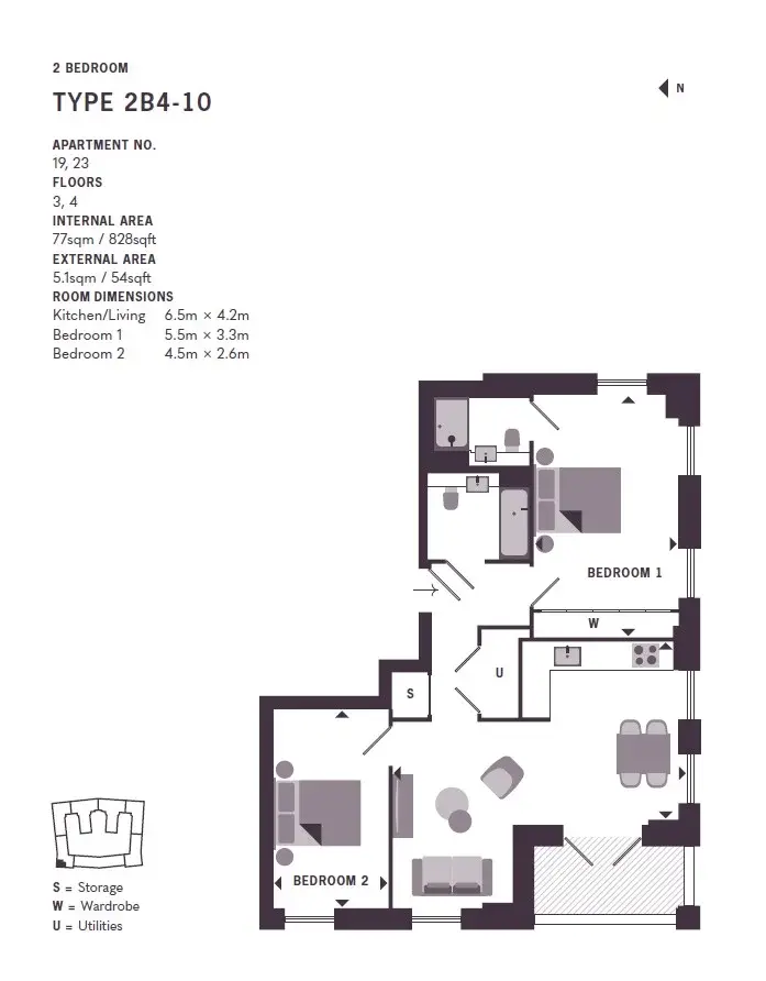 Floor plan — 2 Bedroom Apartment for Sale in Wembley London The Pages