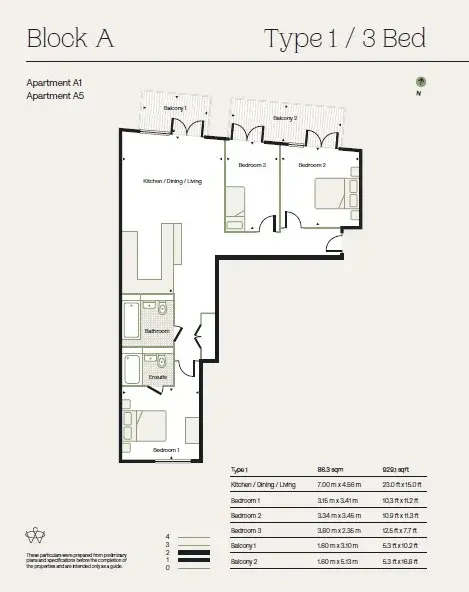 Floor plan — 3 Bedroom Apartment for Sale in Ealing London The Warwick