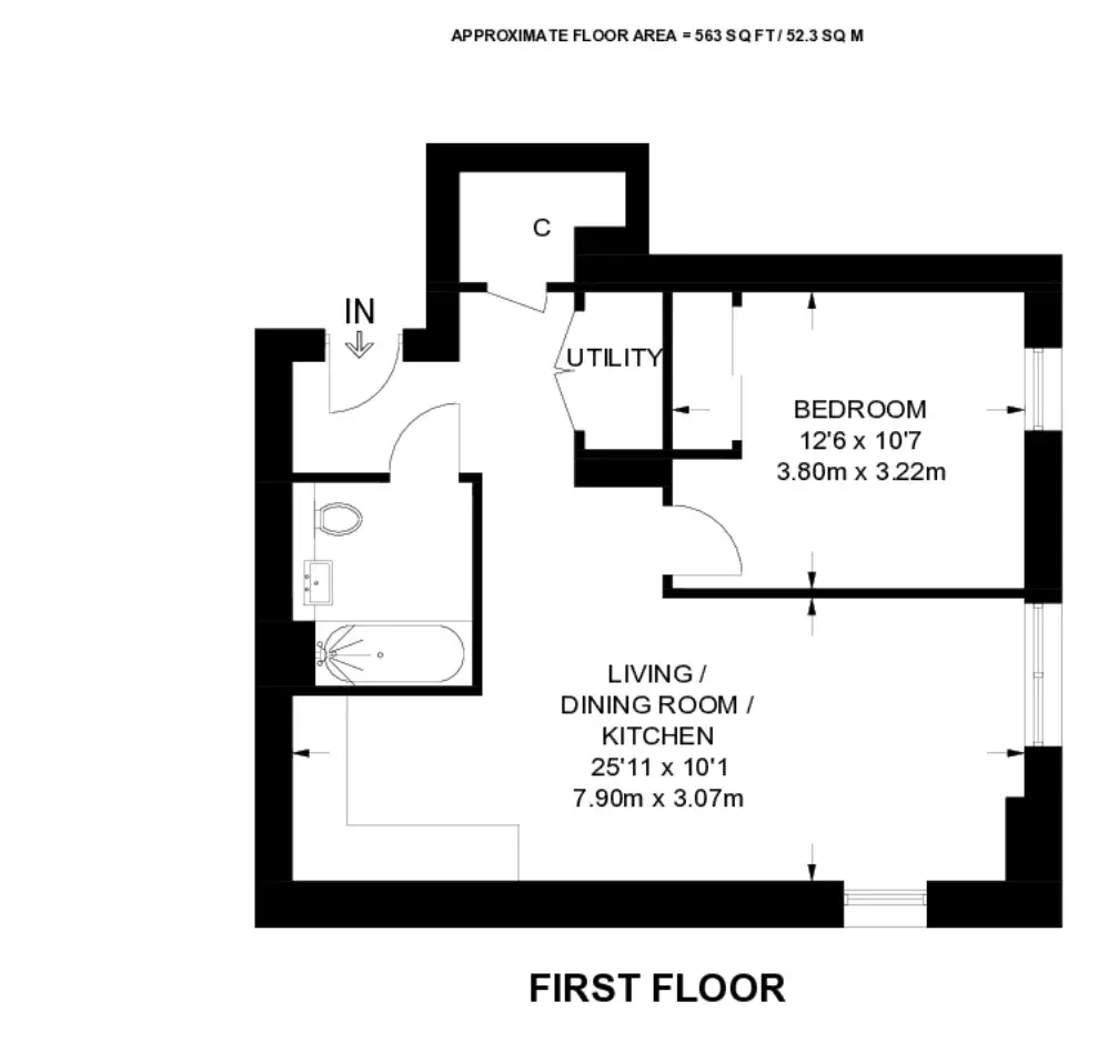 Floor plan — 1 Bedroom Apartment for Sale in Guildford - Arch & Bloom GU1