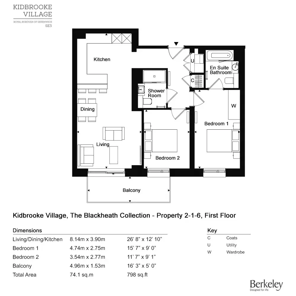 Floor plan — 2 Bedroom Apartment for Sale in Kidbrooke Village SE3