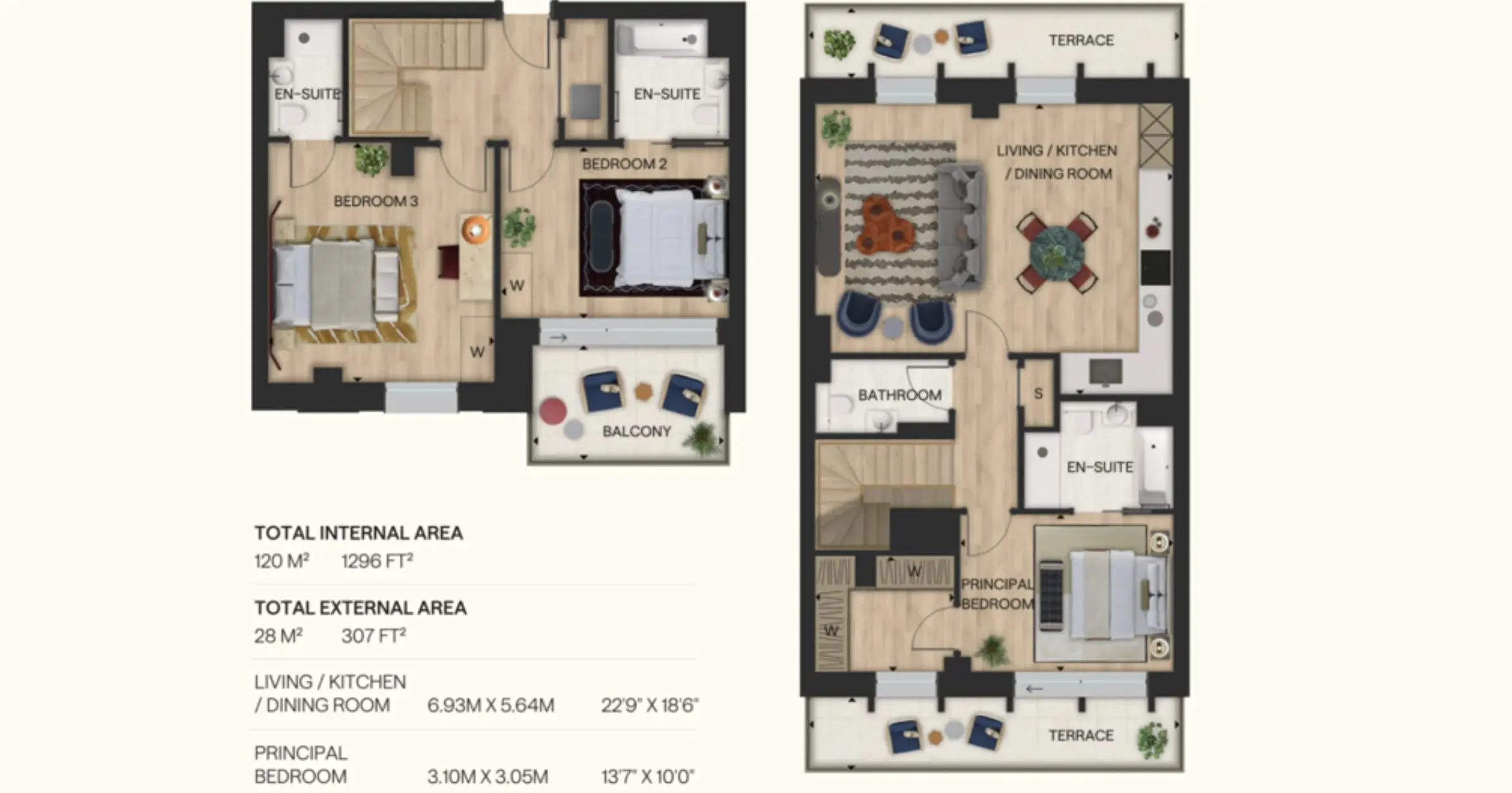 Floor plan — 3 Bedroom Duplex Apartment for Sale in County Hall Kingston