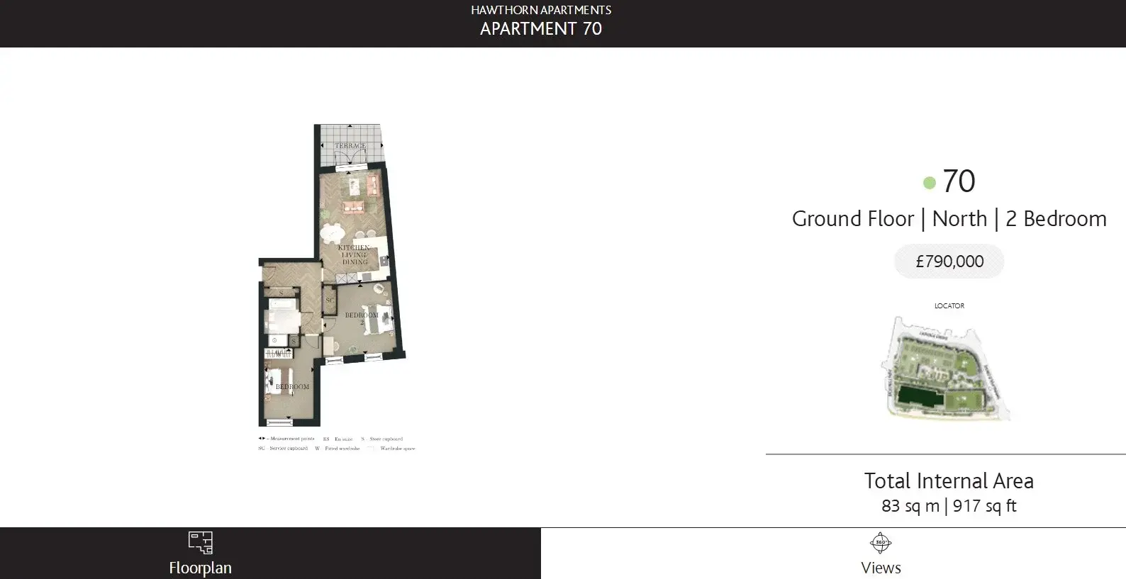 Floor plan — 2 Bedroom Apartment for Sale in Wandsworth Common SW17