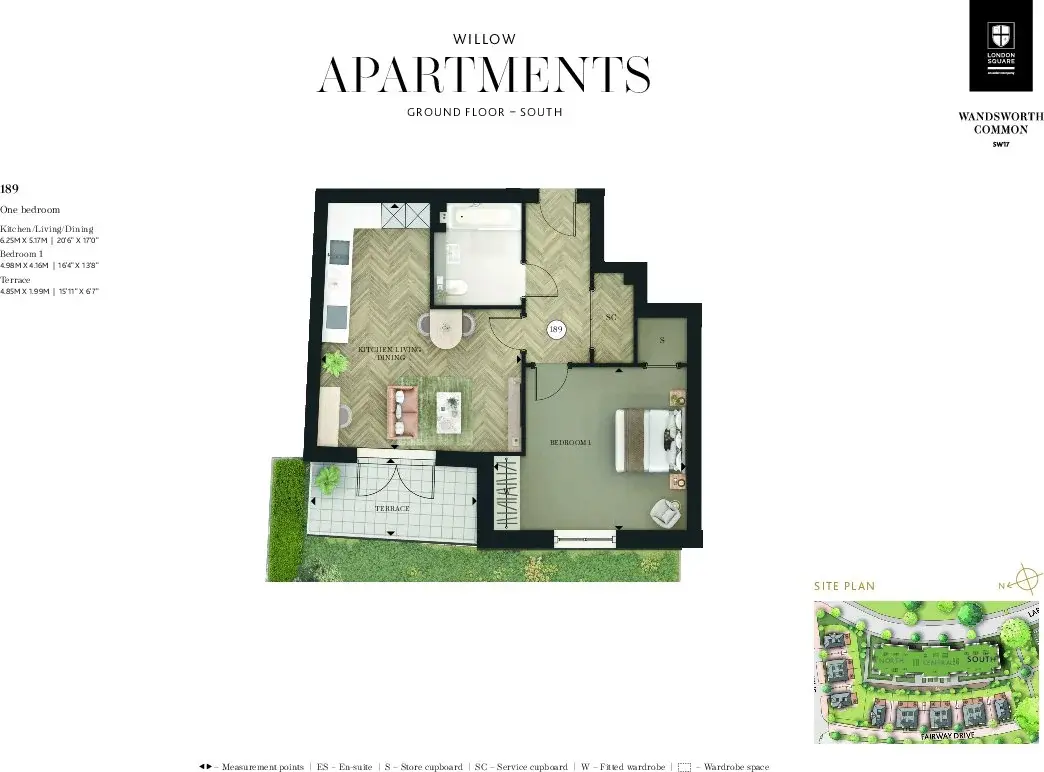 Floor plan — 1 Bedroom Apartment for Sale in Wandsworth Common SW17