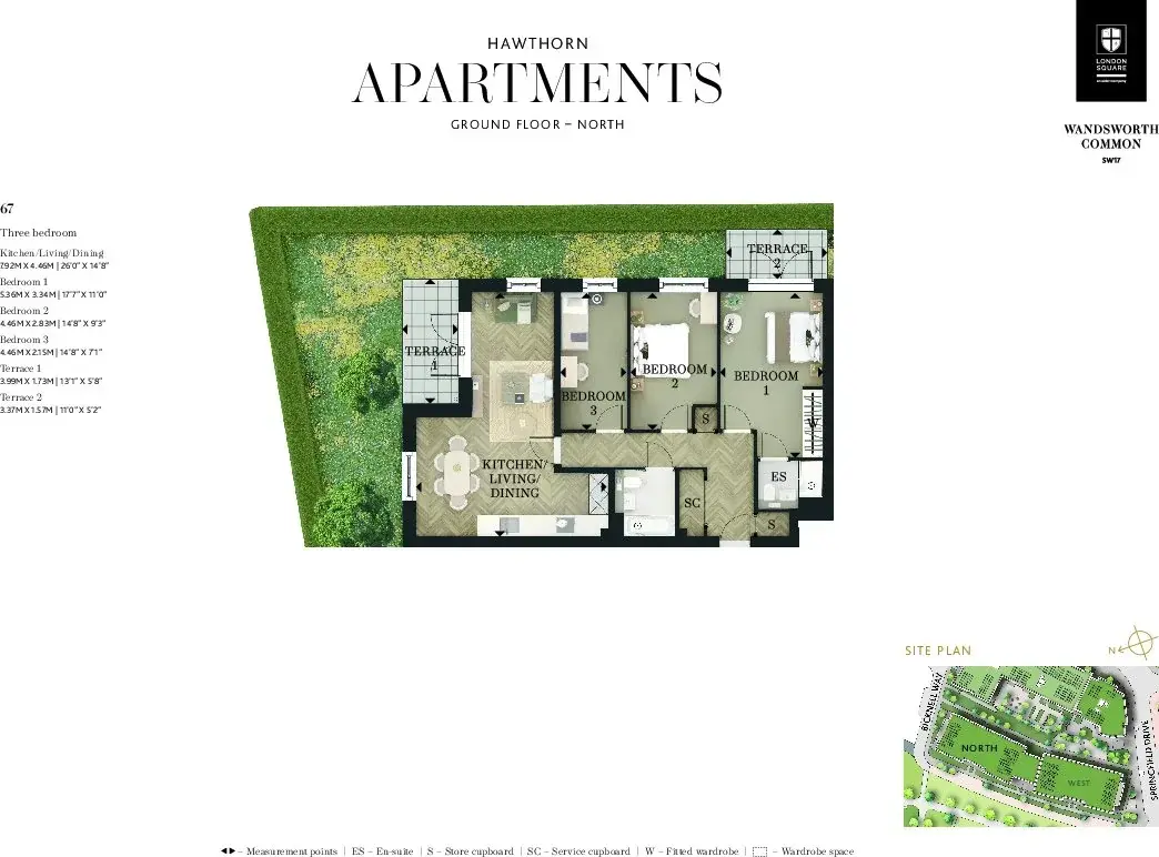 Floor plan — 3 Bedroom Apartment for Sale in Wandsworth Common SW17