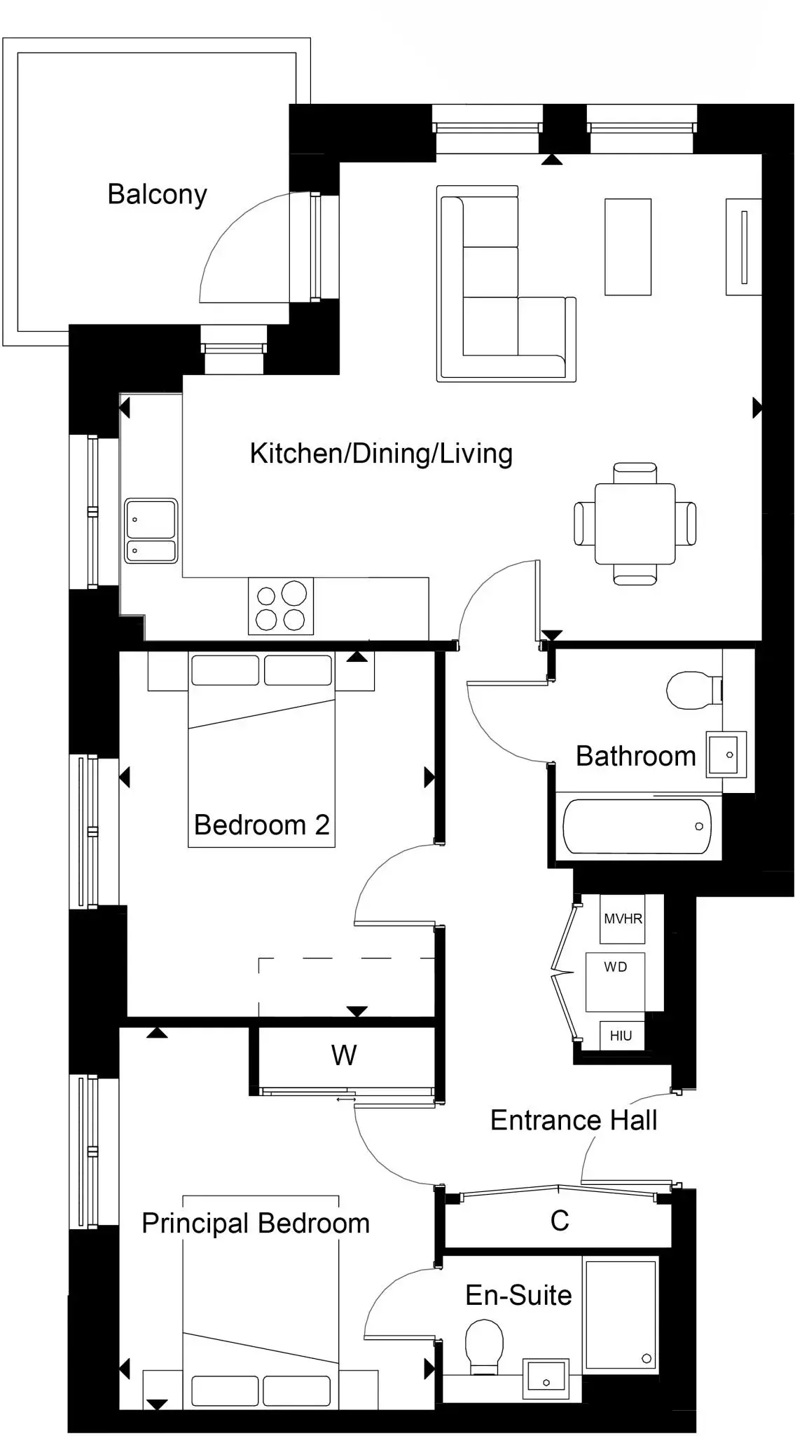 Floor plan — 2 Bedroom Apartment for Sale in Tottenham at North Gate Park