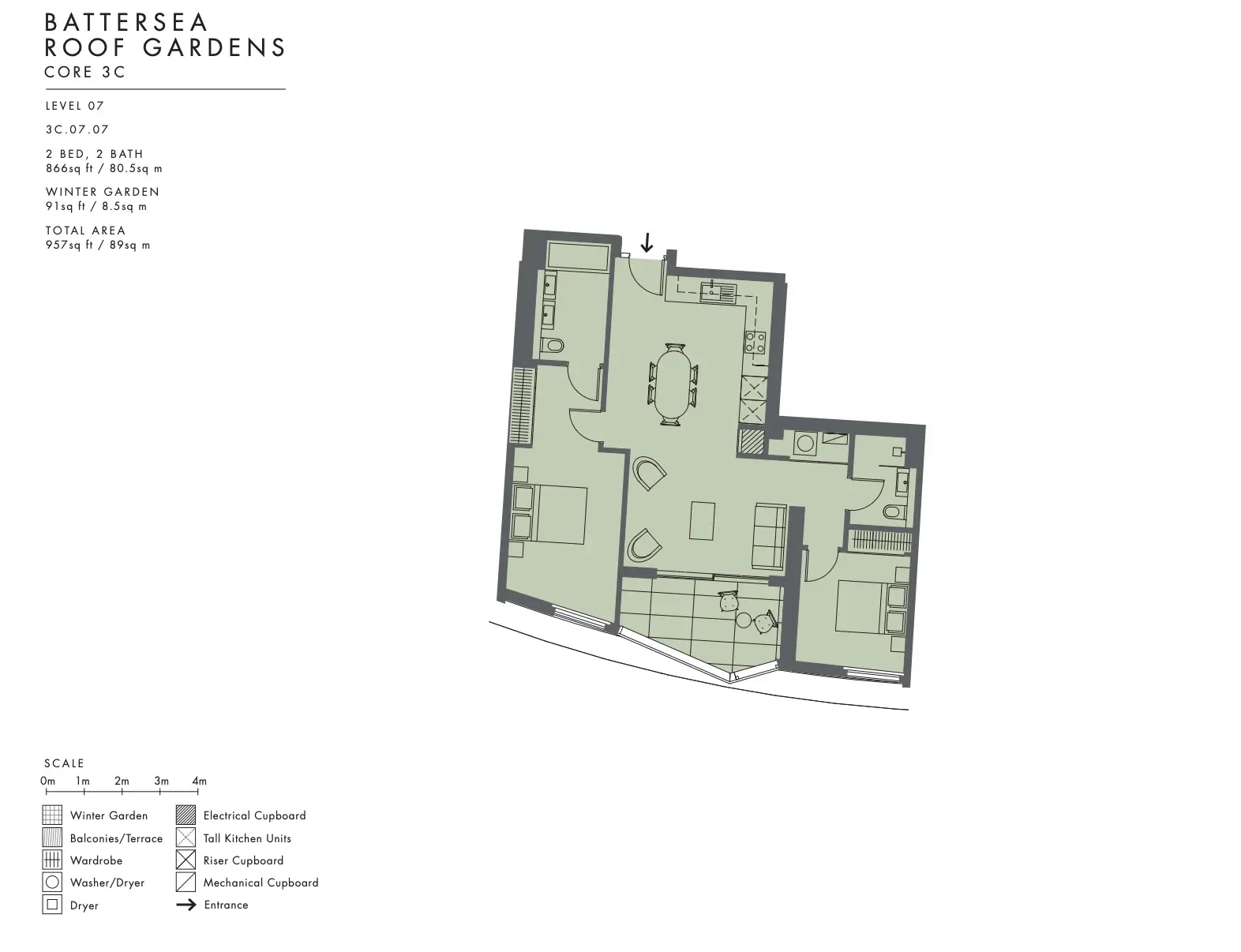 Floor plan — 2 Bedroom Apartment for Sale in Battersea Power Station, Oakley House