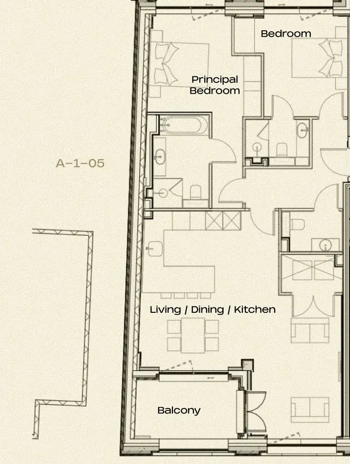 Floor plan — 2 Bedroom Apartment for Sale in Battersea at Ransome's Wharf
