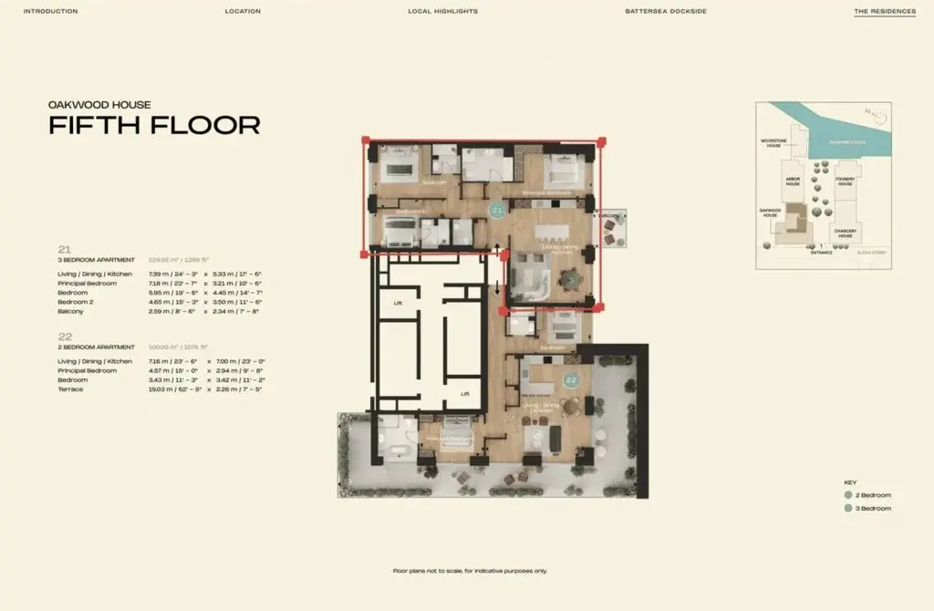 Floor plan — 3 Bedroom Apartment for Sale in Battersea at Ransome's Wharf