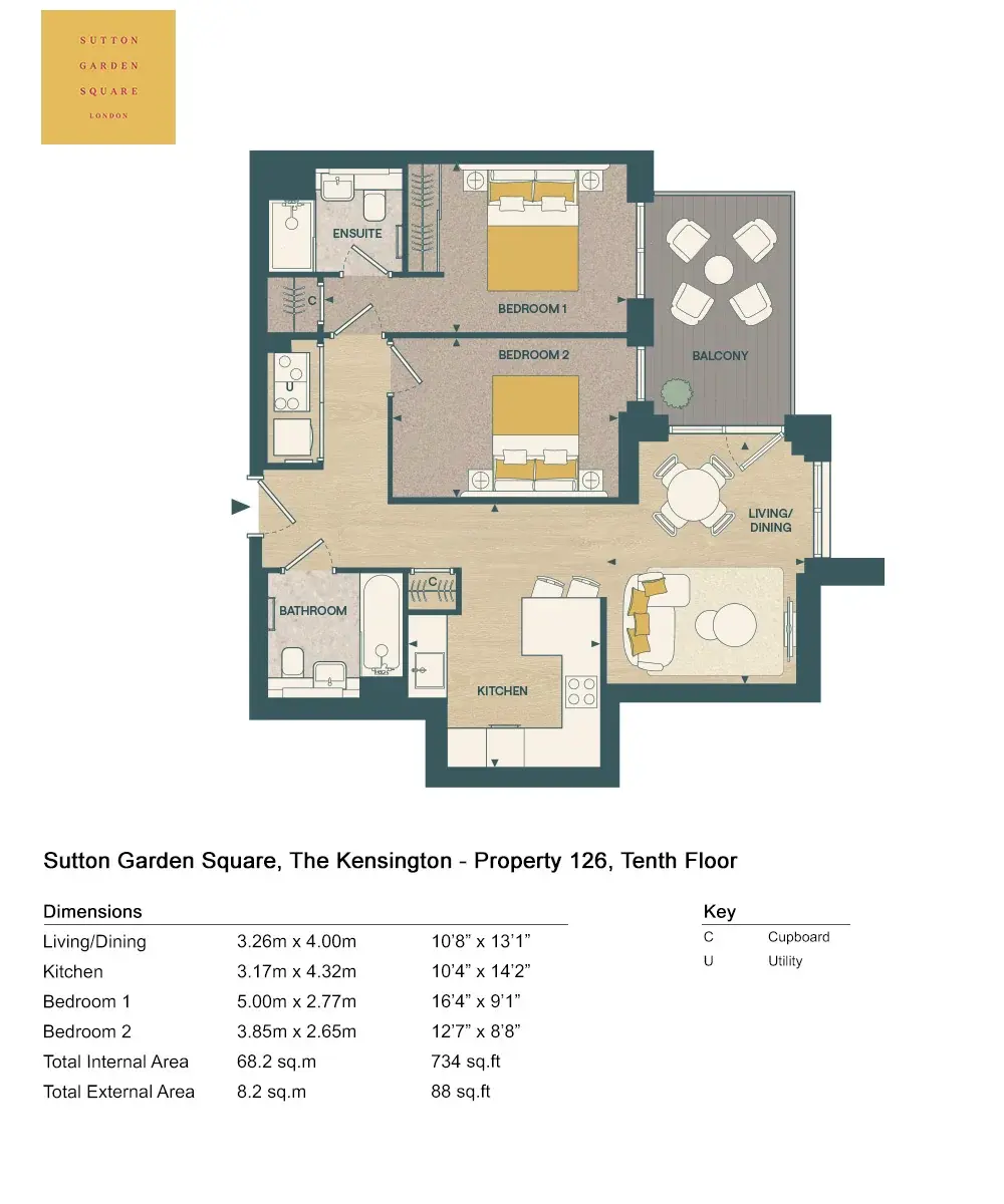 Floor plan — 2 Bedroom Apartment for Sale in Sutton Garden Square