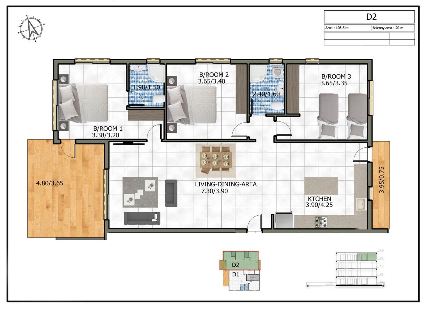 Modern 3-Bedroom Apartment in a New Building — photo 5