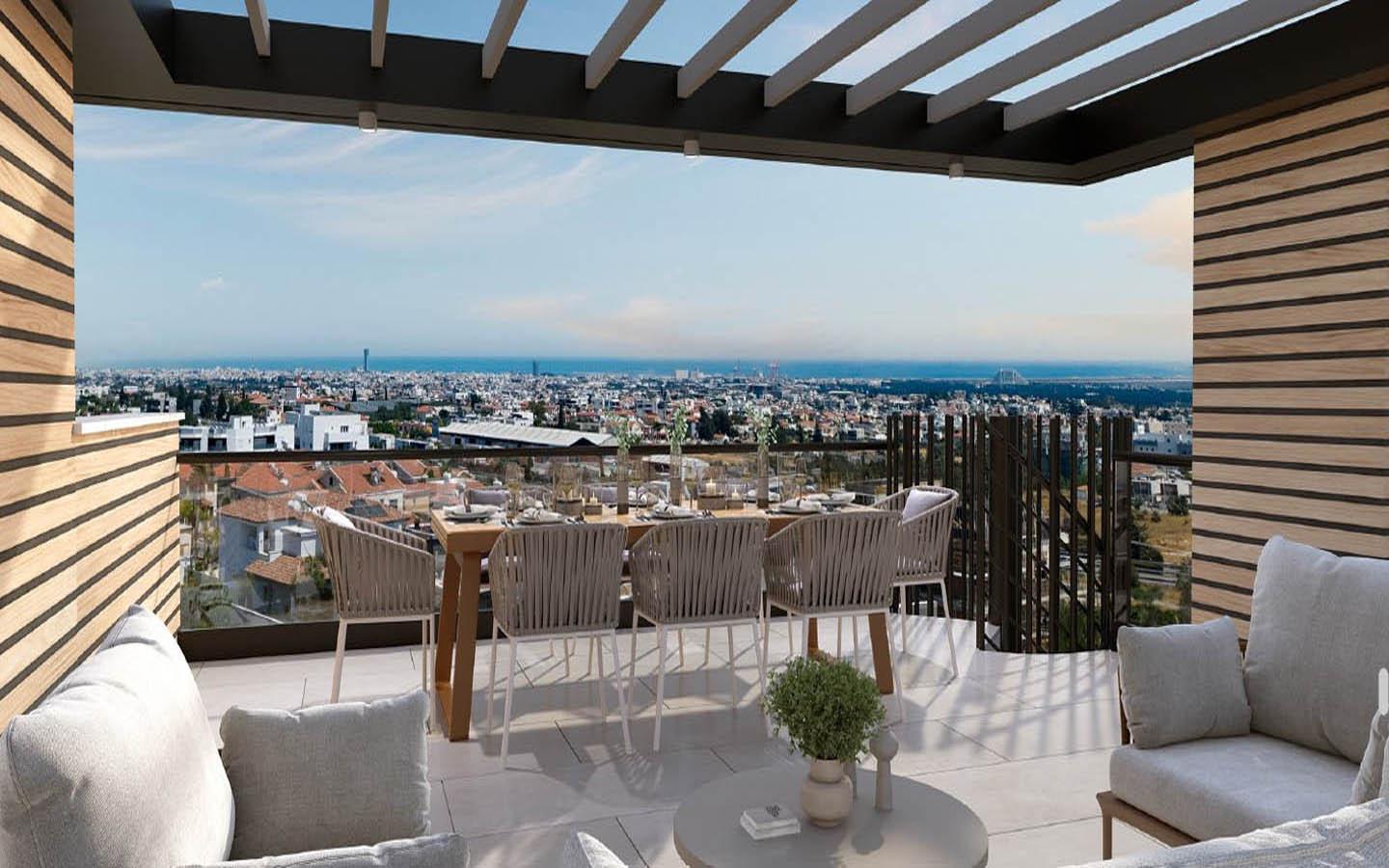 2-bedroom apartment on the top floor, with panoramic sea views and a private roof garden — Limassol