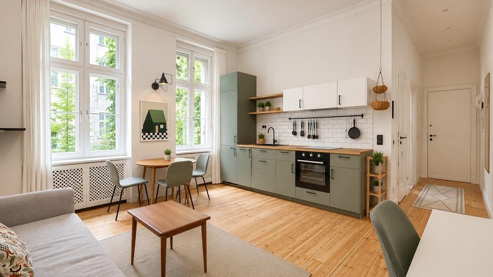 - This recently renovated two-room apartment offers high-quality finishes, elegant furnishings and a peaceful courtyard-facing position in — Neukolln